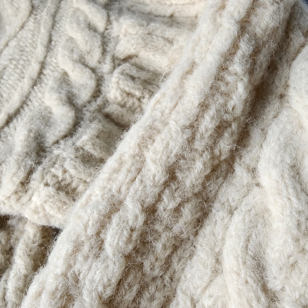 Vintage Irish Cladyknit Wool Aran Fisherman Cardigan Sweater - Picture 12 of 16